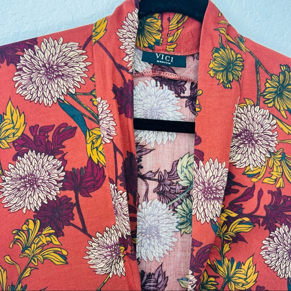 Vici Rust Floral Print Button Down Tunic - image 3